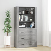 Hoge kast 80x33x80 cm grijs sonoma eiken bewerkt hout