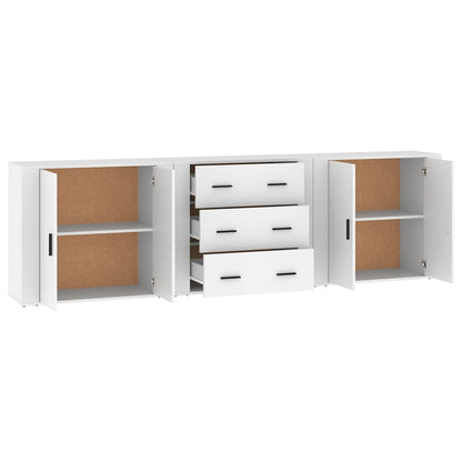 Dressoirs 3 st bewerkt hout wit