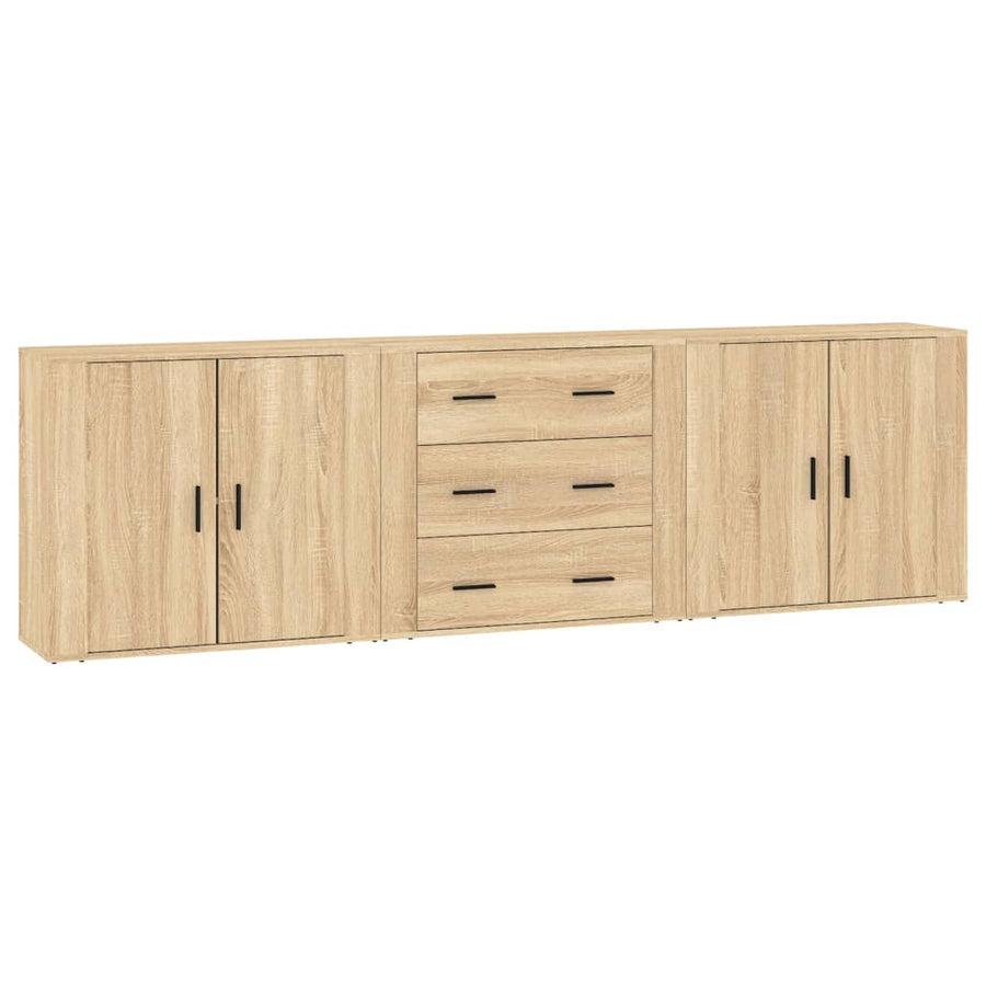Dressoirs 3 st bewerkt hout sonoma eiken Sonoma eiken