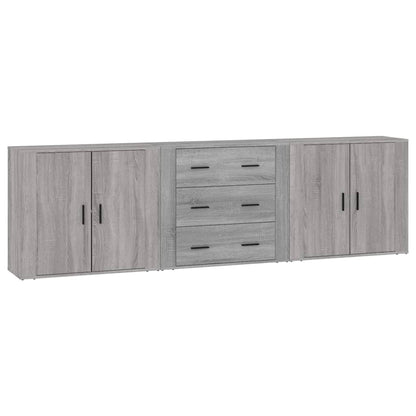 Dressoirs 3 st bewerkt hout grijs sonoma eikenkleurig