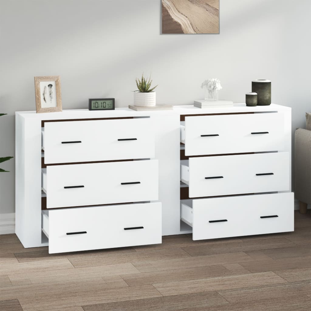Dressoirs 2 St Bewerkt Hout Wit