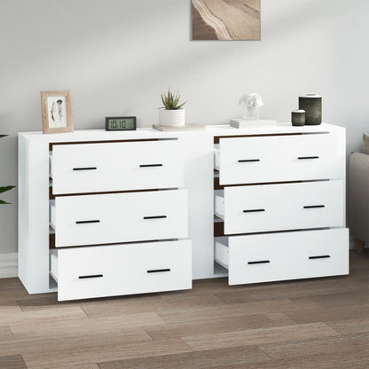 Dressoirs 2 St Bewerkt Hout Wit