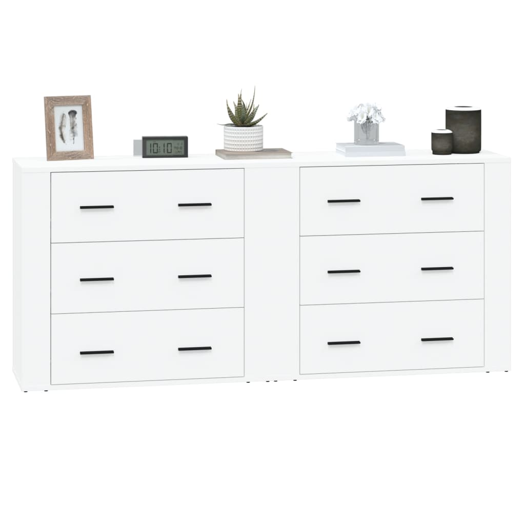 Dressoirs 2 St Bewerkt Hout Wit