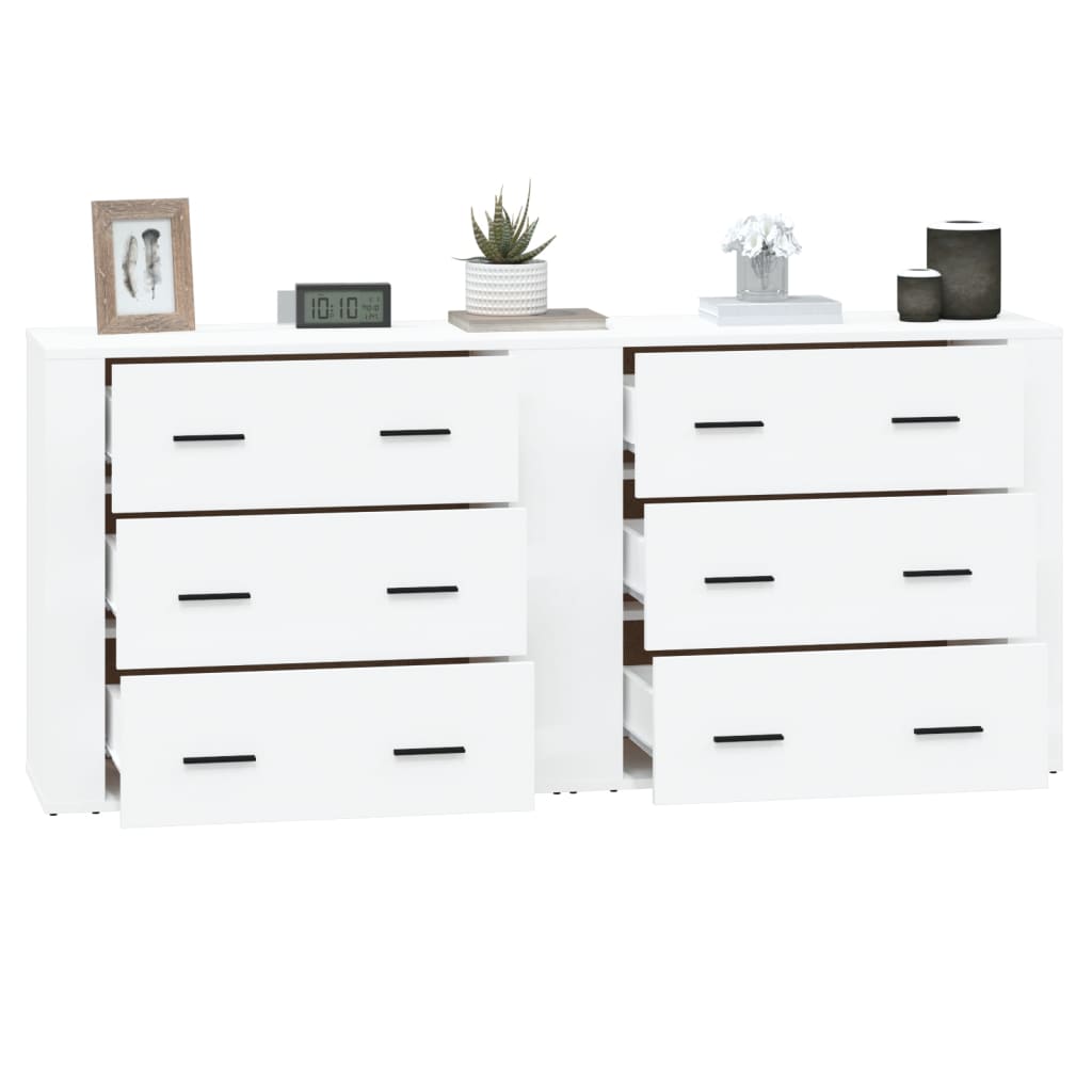 Dressoirs 2 St Bewerkt Hout Wit
