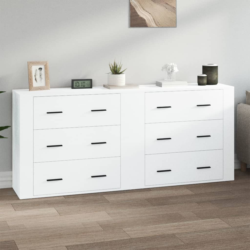 Dressoirs 2 St Bewerkt Hout Wit