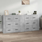 Dressoir bewerkt hout betongrijs 80x33x70 cm (2 stuks)