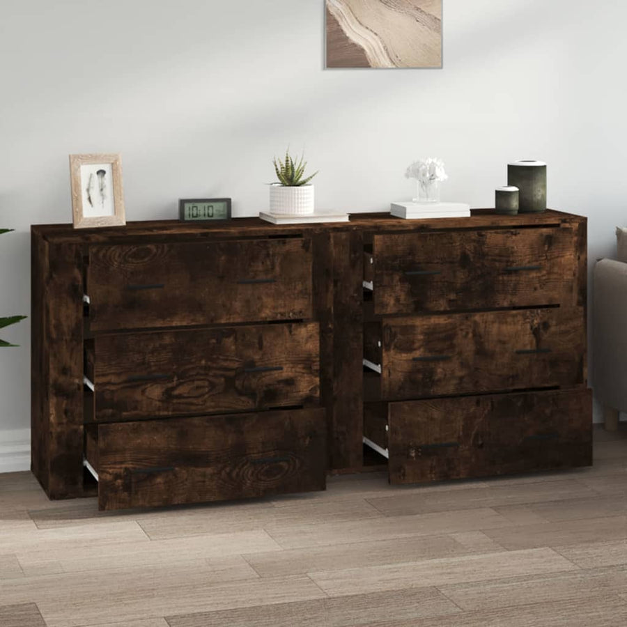 Dressoirs 2 St Bewerkt Hout Gerookt Eikenkleurig