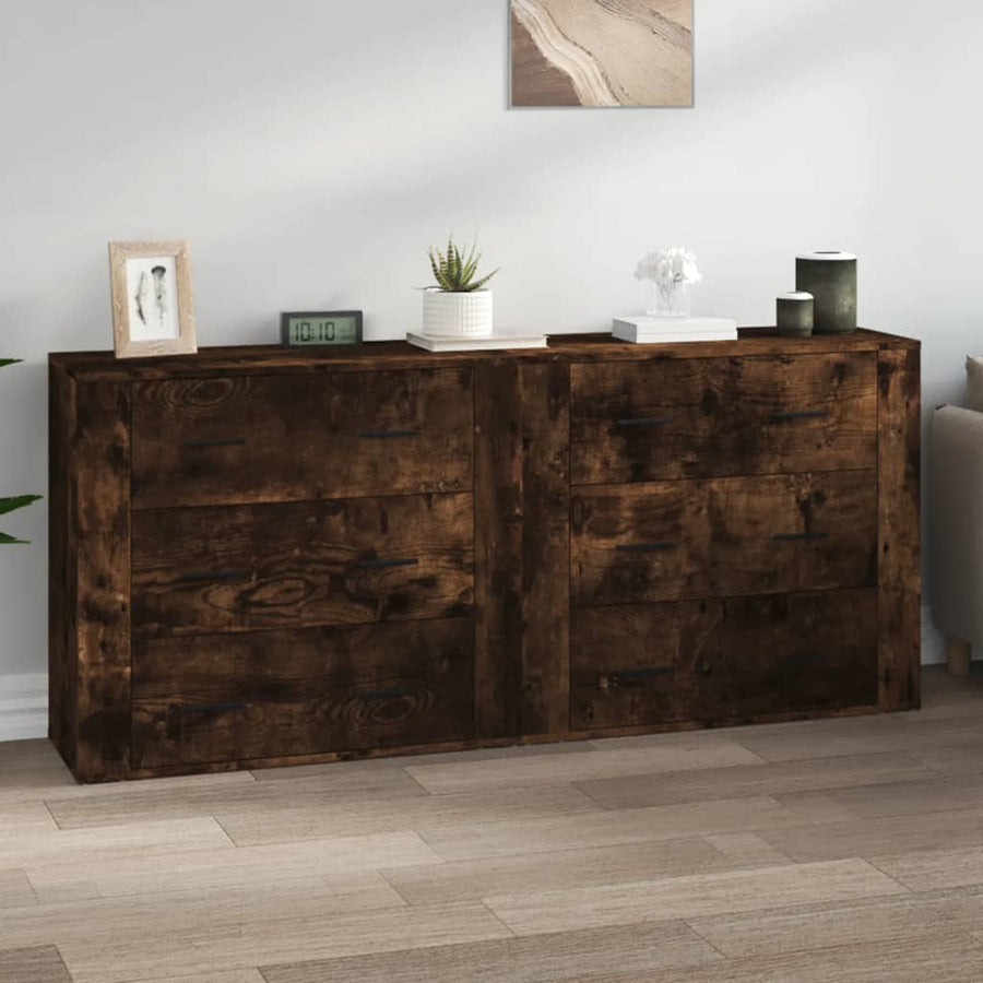 Dressoirs 2 St Bewerkt Hout Gerookt Eikenkleurig
