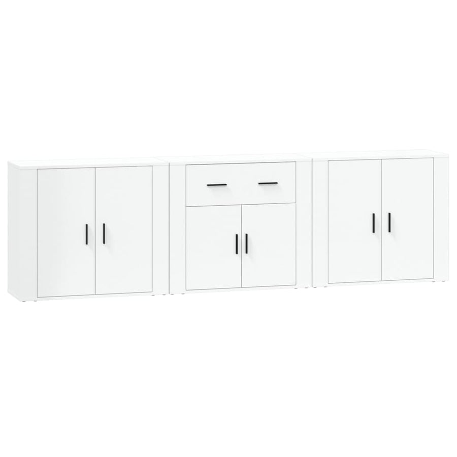 Dressoirs 3 St Bewerkt Hout Wit