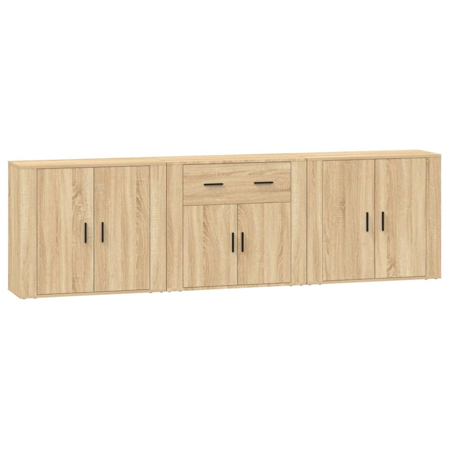 Dressoirs 3 st bewerkt hout sonoma eiken Sonoma eiken