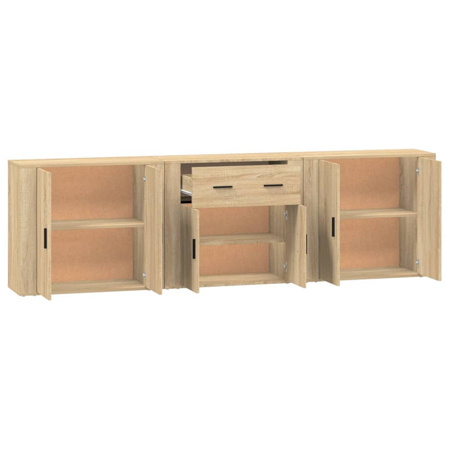 Dressoirs 3 st bewerkt hout sonoma eiken Sonoma eiken