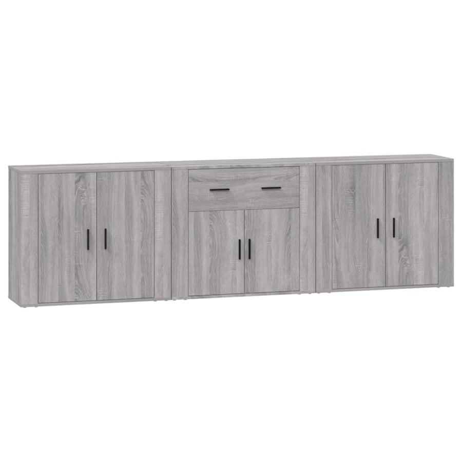 Dressoirs 3 st bewerkt hout grijs sonoma eikenkleurig