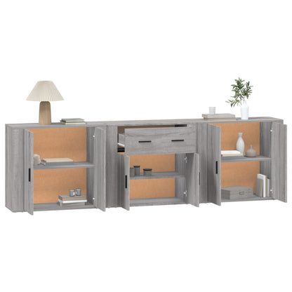 Dressoirs 3 st bewerkt hout grijs sonoma eikenkleurig