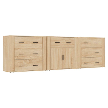 Dressoirs 3 St Bewerkt Hout Sonoma Eiken