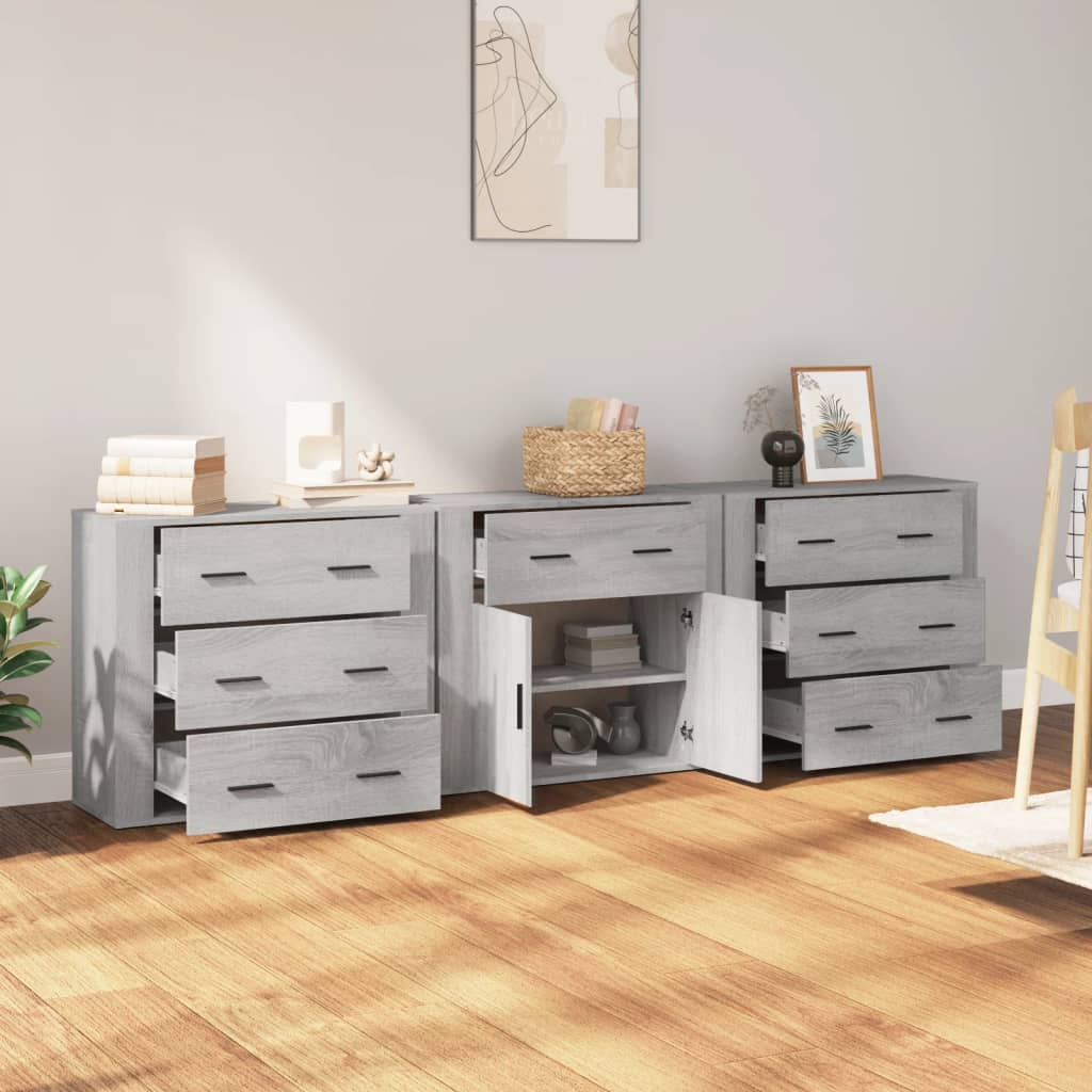 Dressoirs Bewerkt Hout Eikenkleurig Grijs sonoma
