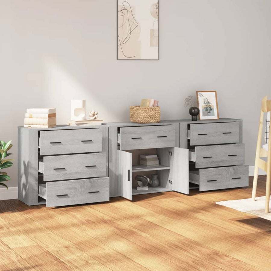 Dressoirs Bewerkt Hout Eikenkleurig Grijs sonoma