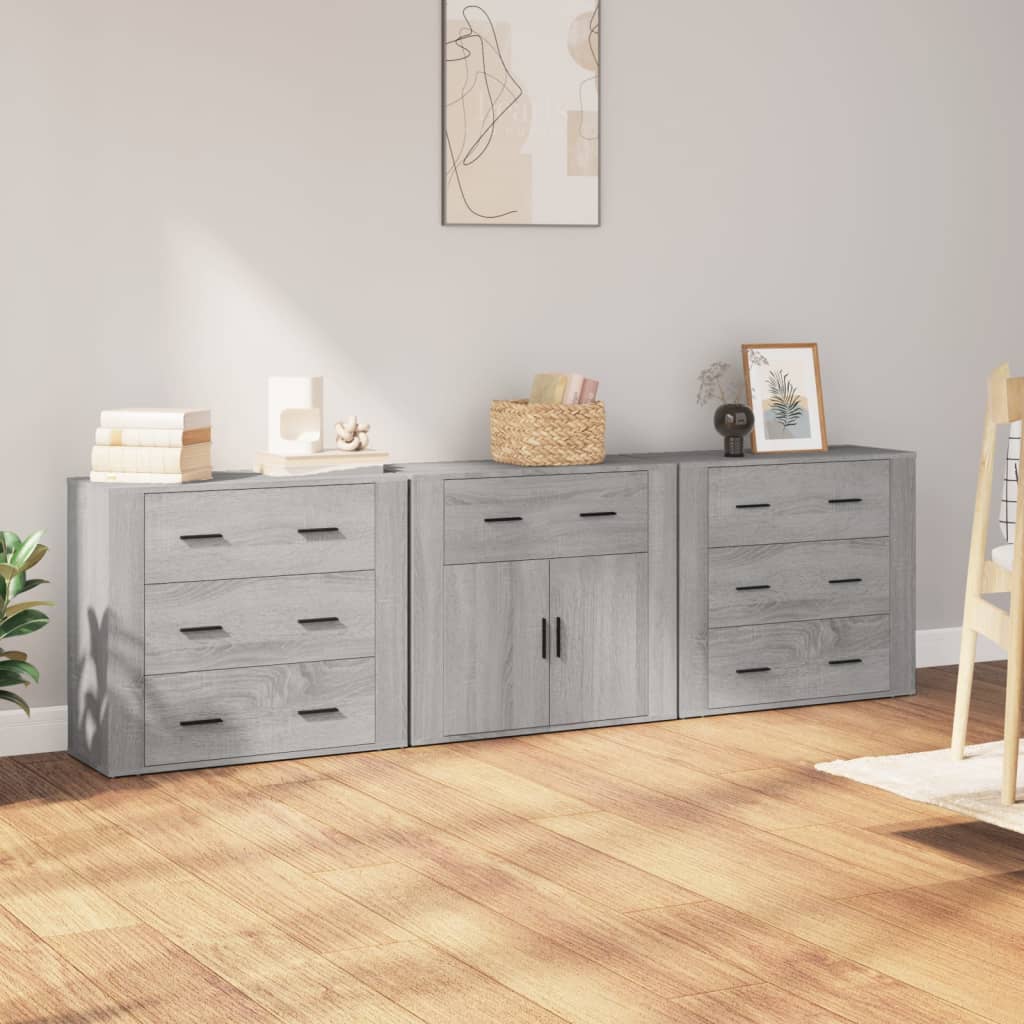Dressoirs Bewerkt Hout Eikenkleurig Grijs sonoma