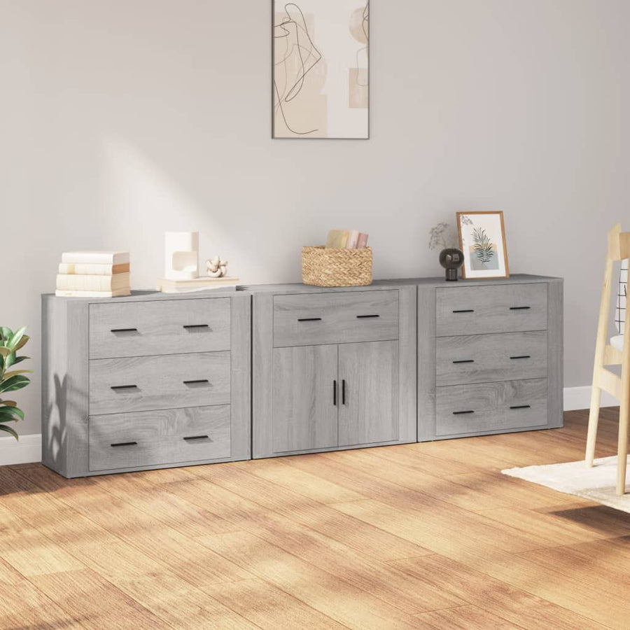 Dressoirs Bewerkt Hout Eikenkleurig Grijs sonoma