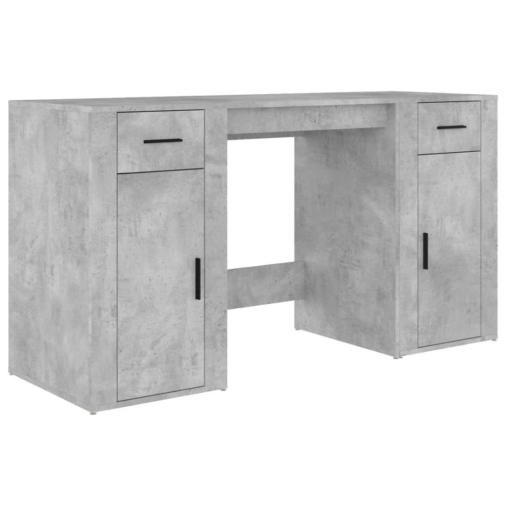 Bureau Met Kast Bewerkt Hout Betongrijs