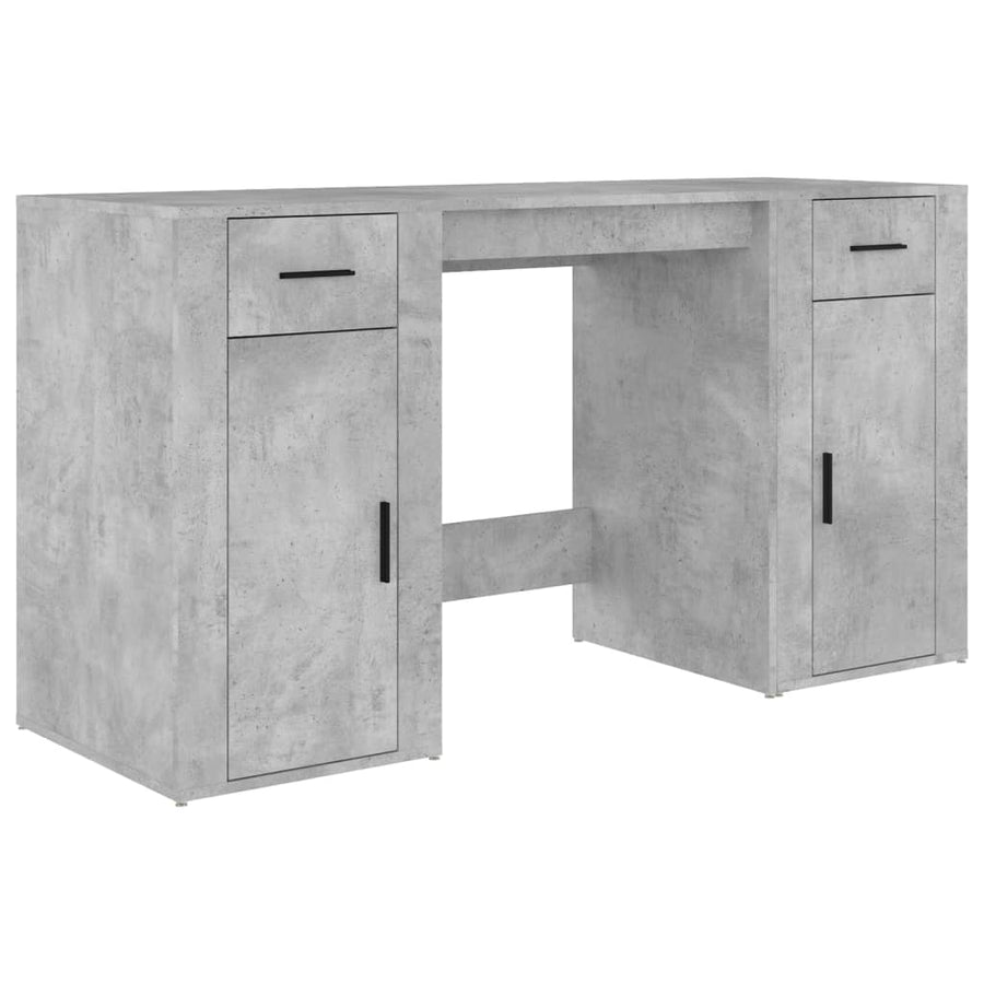 Bureau Met Kast Bewerkt Hout Betongrijs