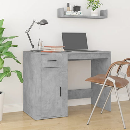 Bureau Met Kast Bewerkt Hout Betongrijs