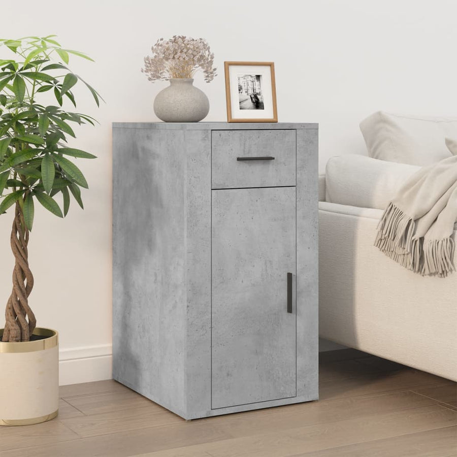 Bureau Met Kast Bewerkt Hout Betongrijs
