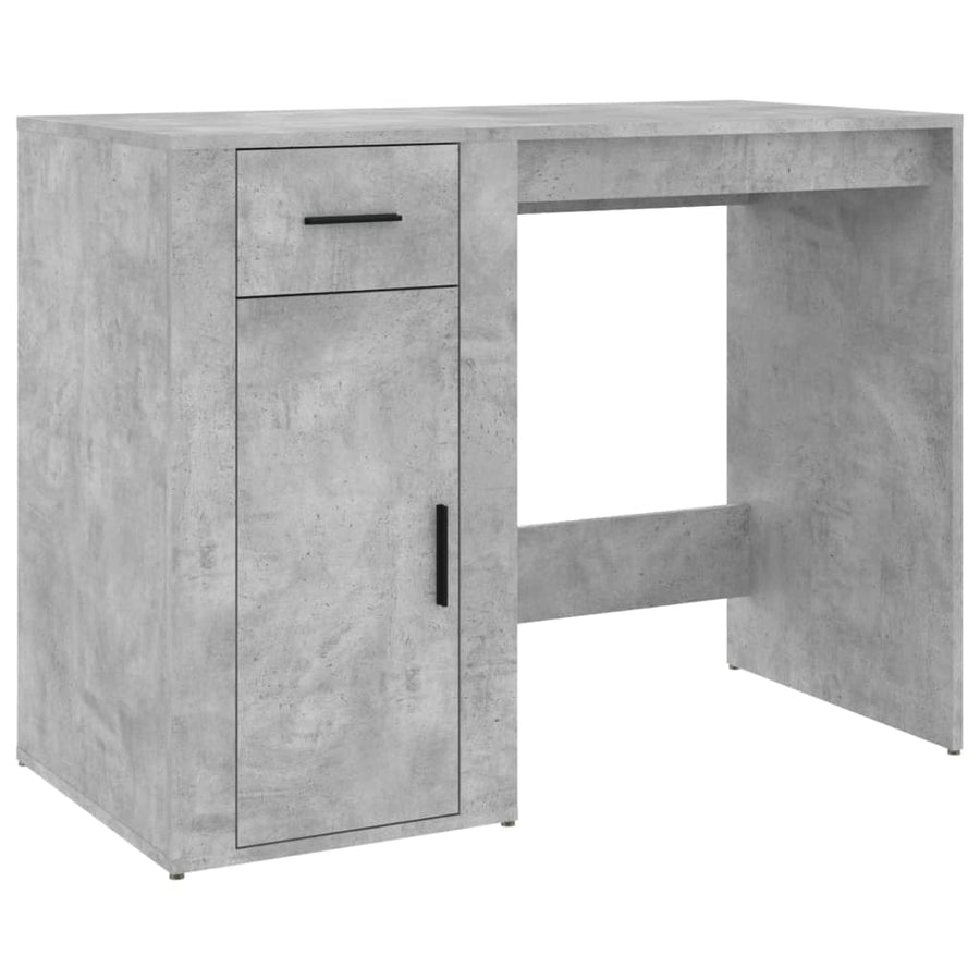 Bureau Met Kast Bewerkt Hout Betongrijs