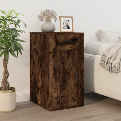 Bureau Met Kast Bewerkt Hout Gerookt Eikenkleurig