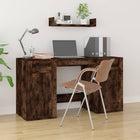 Desk with cabinet treated smoked oak-colored wood
