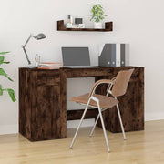Bureau met kast 100x49x75 cm bewerkt hout gerookt eiken