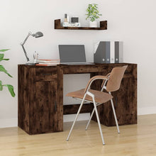Bureau Met Kast Bewerkt Hout Gerookt Eikenkleurig