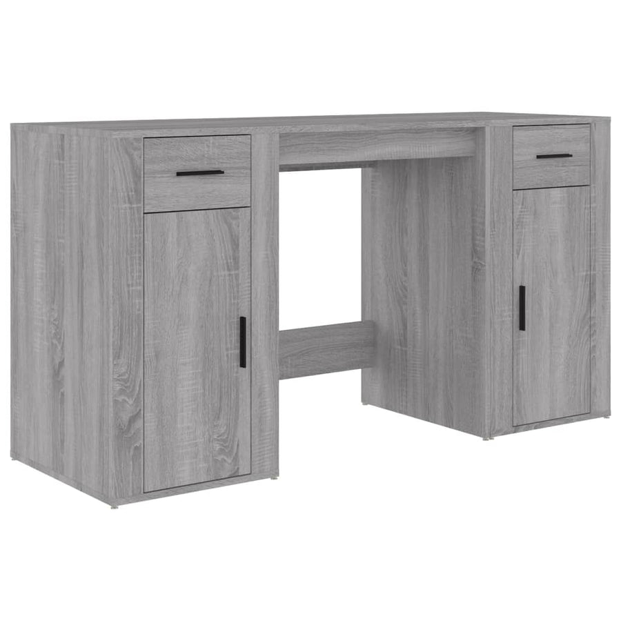 Bureau Met Kast Bewerkt Hout Grijs Sonoma Eikenkleurig