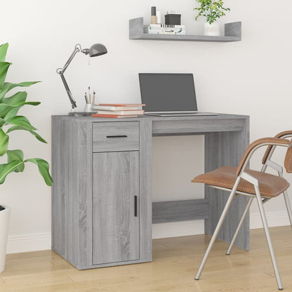 Bureau Met Kast Bewerkt Hout Grijs Sonoma Eikenkleurig