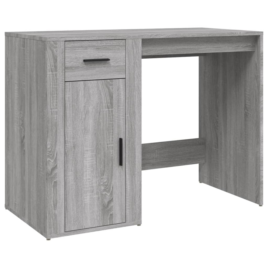 Bureau Met Kast Bewerkt Hout Grijs Sonoma Eikenkleurig