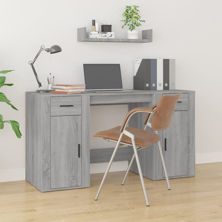 Bureau Met Kast Bewerkt Hout Grijs Sonoma Eikenkleurig
