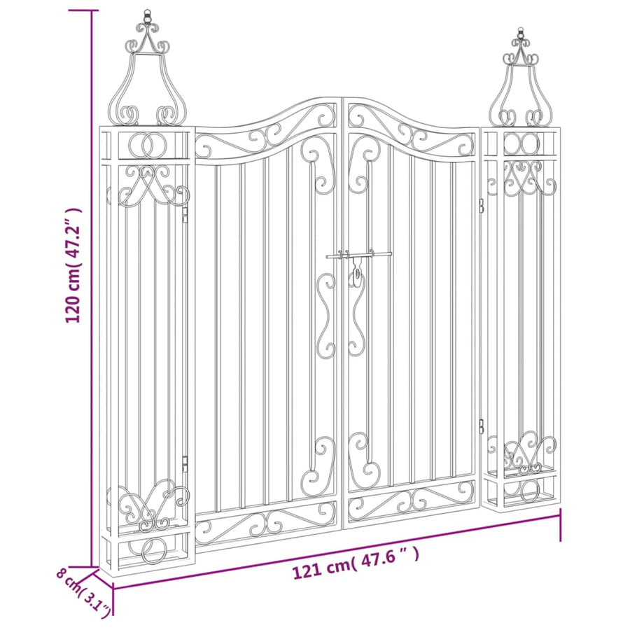 Poort Smeedijzer Zwart 121 x 8 x 120 cm