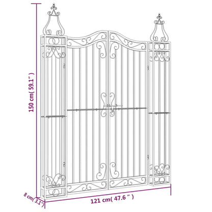 Poort 121x8x150 cm smeedijzer zwart 121 x 8 x 150 cm