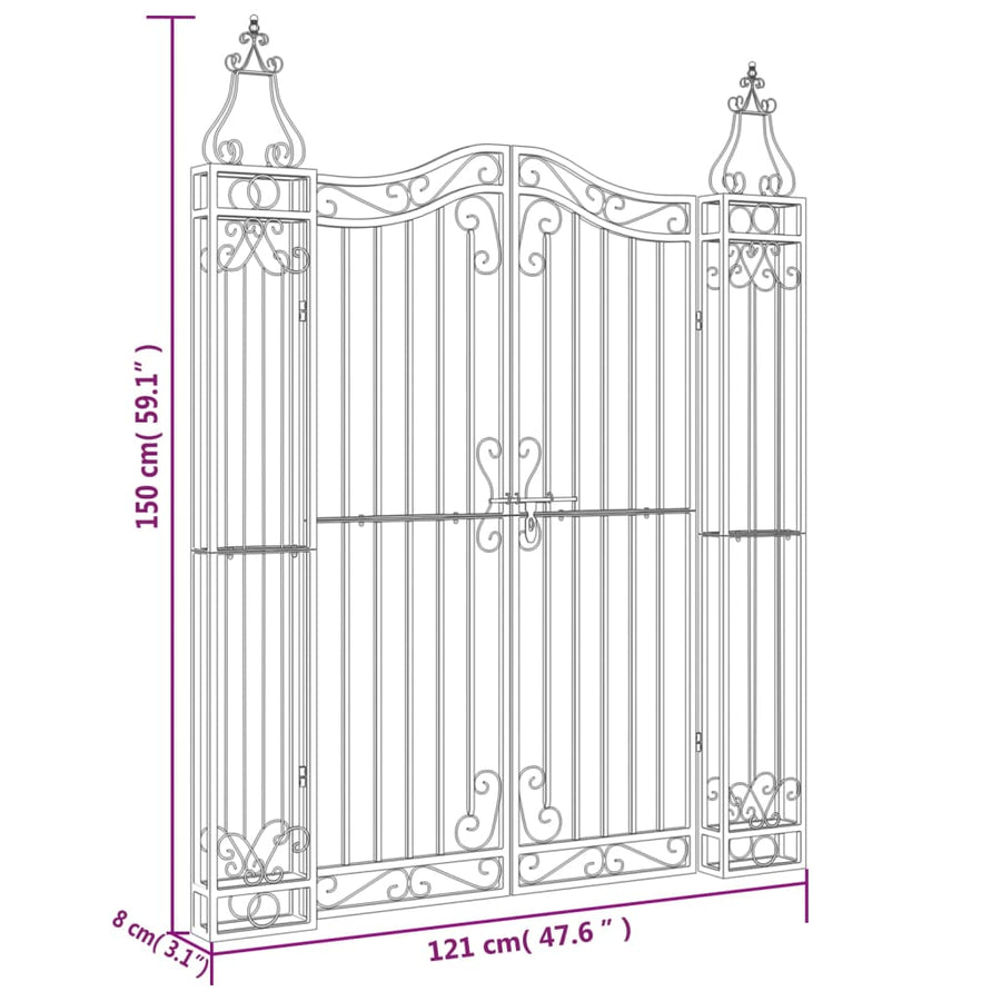 Poort 121x8x150 cm smeedijzer zwart 121 x 8 x 150 cm
