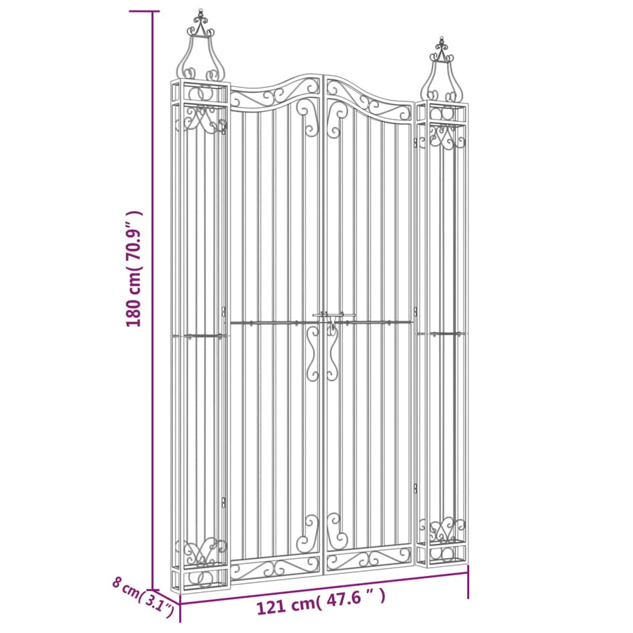 Poort 121X8X180 Cm Smeedijzer Zwart 121 x 8 x 180 cm