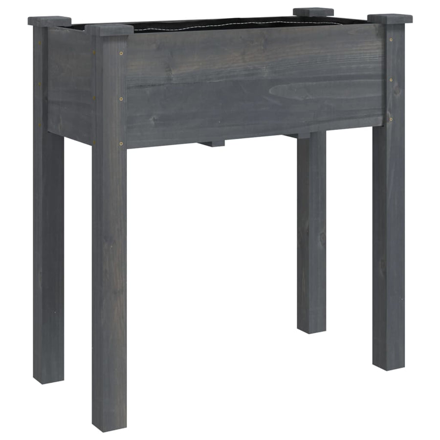 Plantenbak Met Voering 71X37X76 Cm Massief Vurenhout Grijs