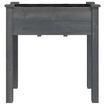 Plantenbak Met Voering 71X37X76 Cm Massief Vurenhout Grijs