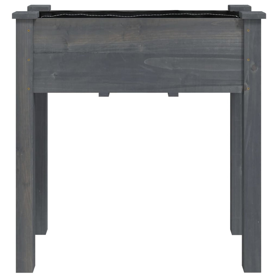 Plantenbak Met Voering 71X37X76 Cm Massief Vurenhout Grijs