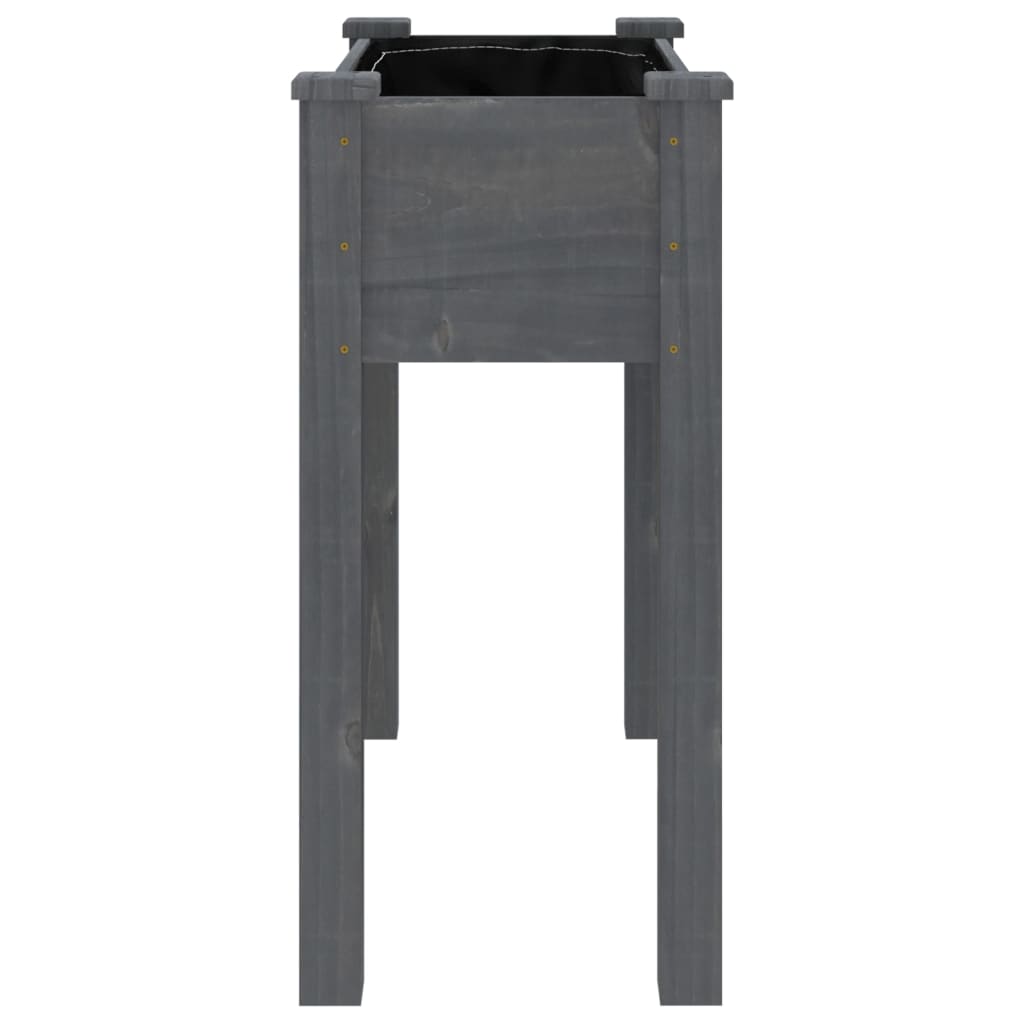 Plantenbak Met Voering 71X37X76 Cm Massief Vurenhout Grijs