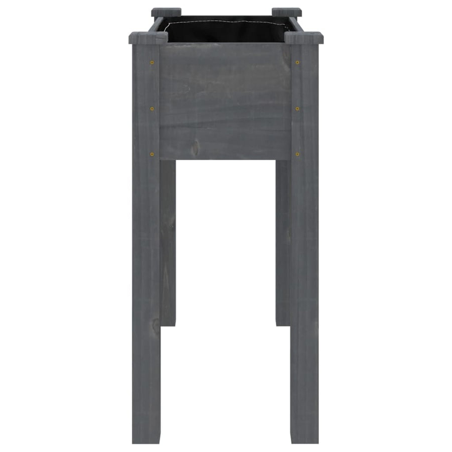 Plantenbak Met Voering 71X37X76 Cm Massief Vurenhout Grijs