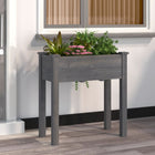 Planter with liner 71x37x76 cm solid spruce wood grey