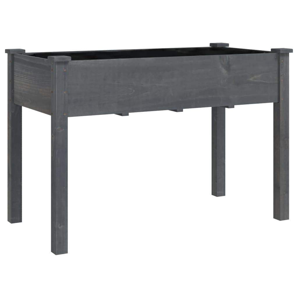 Plantenbak Met Voering 118X59X76 Cm Massief Vurenhout Grijs