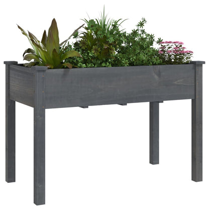 Plantenbak Met Voering 118X59X76 Cm Massief Vurenhout Grijs