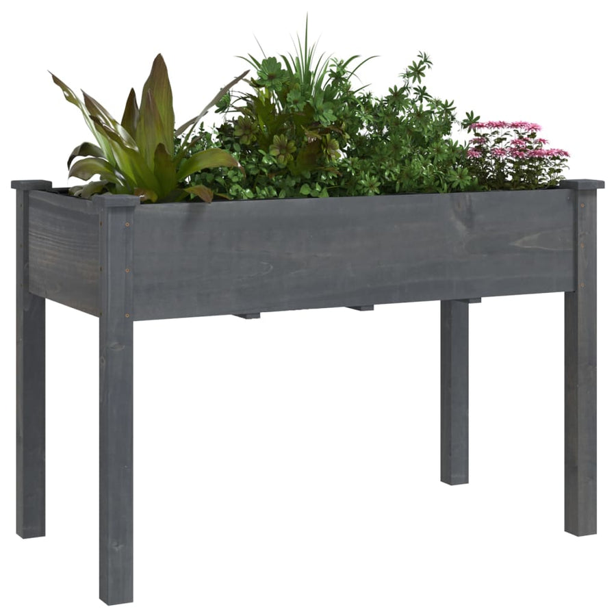 Plantenbak Met Voering 118X59X76 Cm Massief Vurenhout Grijs