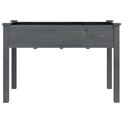 Plantenbak Met Voering 118X59X76 Cm Massief Vurenhout Grijs