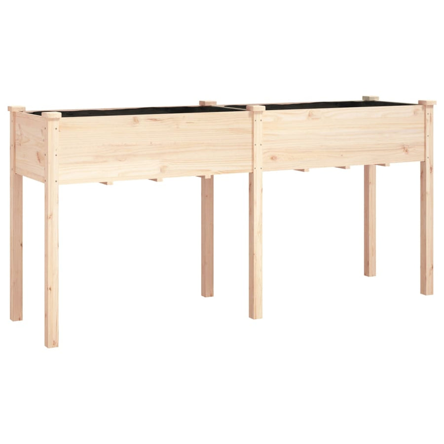 Plantenbak Met Voering Massief Vurenhout 161 x 45 x 76 cm Naturel